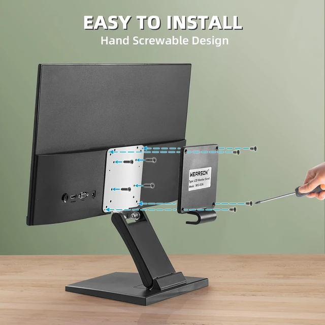 Alt view image 4 of 7 - Wearson WS-03A VESA Monitor Stand Low Profile Lay Flat Short Foldable with VESA Hole 75x75mm&100x100mm