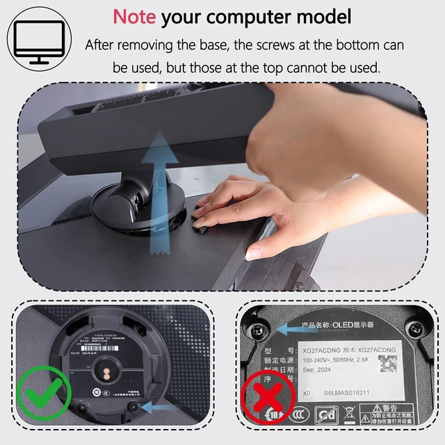 Alt view image 2 of 7 - PG32UCDM VESA Adapter Compatible with ASUS ROG Strix, Swift Serie Monitor | Fits XG27AQDMG,PG27AQDM,PG27AQDP,PG32UCDP,PG32UCDM,PG34WCDM)75x75 to 100x100 Wall Mount
