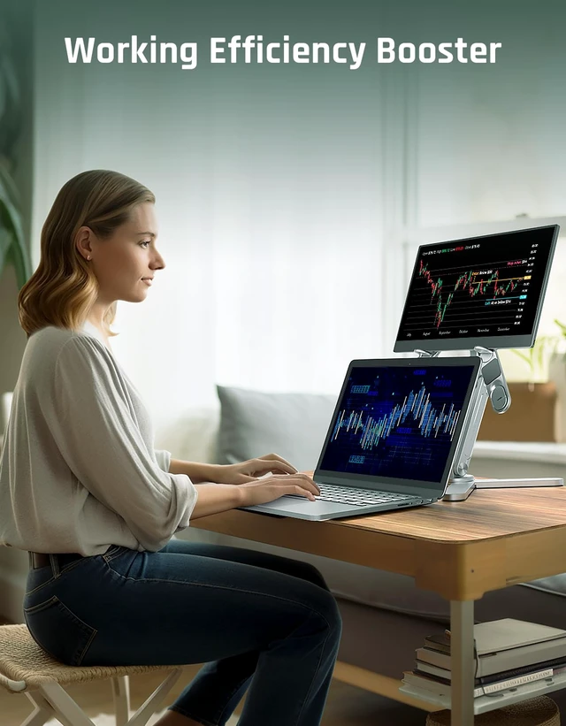 Alt view image 4 of 7 - EfficFold N86 Laptop Stand for Desk, 360° Rotating Adjustable Laptop Stand | Model-X 4.0 Dual Retaining Baffles, Foldable Portable Ergonomic Aluminum Stand for MacBook, Laptops & Tablets Up to 17"