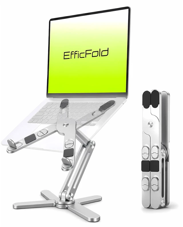 Main image of EfficFold N86 Laptop Stand for Desk, 360° Rotating Adjustable Laptop Stand | Model-X 4.0 Dual Retaining Baffles, Foldable Portable Ergonomic Aluminum Stand for MacBook, Laptops & Tablets Up to 17"