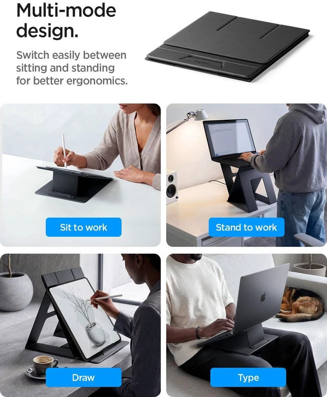 Alt view image 3 of 7 - Slim Fold Portable Standing Desk Laptop Stand Foldable Ergonomic Angle Lift Anti-Slip for MacBook Neo, MacBook Air, MacBook Pro 11"-16" and iPad/Air/Pro & More
