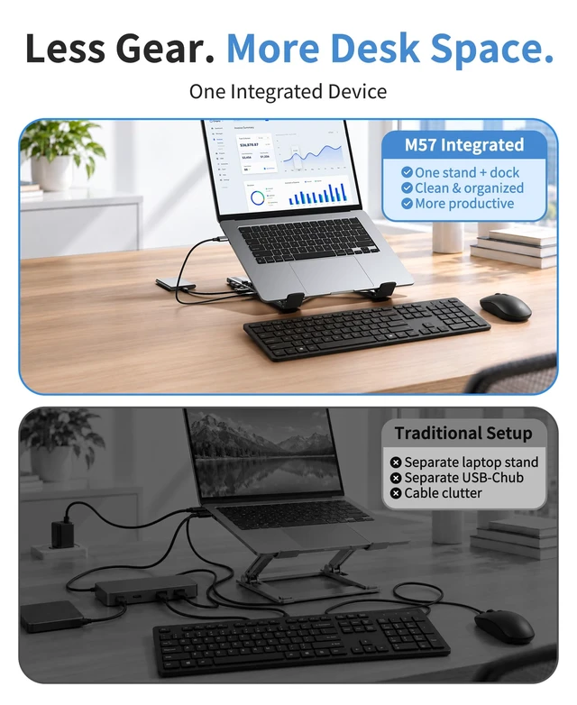 Alt view image 5 of 7 - Mukiya Portable Laptop Stand with Docking Station, 8-in-1 USB-C Hub | 4K@60Hz HDMI, 90W PD Charge, USB A&C 3.0 5Gbps Data Ports, 9-Level Adjust, SD/TF Reader, Foldable design, Travel-Friendly