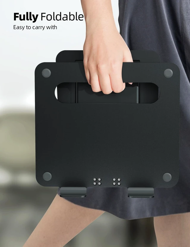 Alt view image 6 of 7 - Nulaxy Pull-Out Height Adjustable Laptop Stand for Desk, 22 LB Support | Full Aluminum Standing Desk Holder, Vented Panel, Dual Foldable Design, Compatible with 10-17 Inch Laptops, Office Essentials