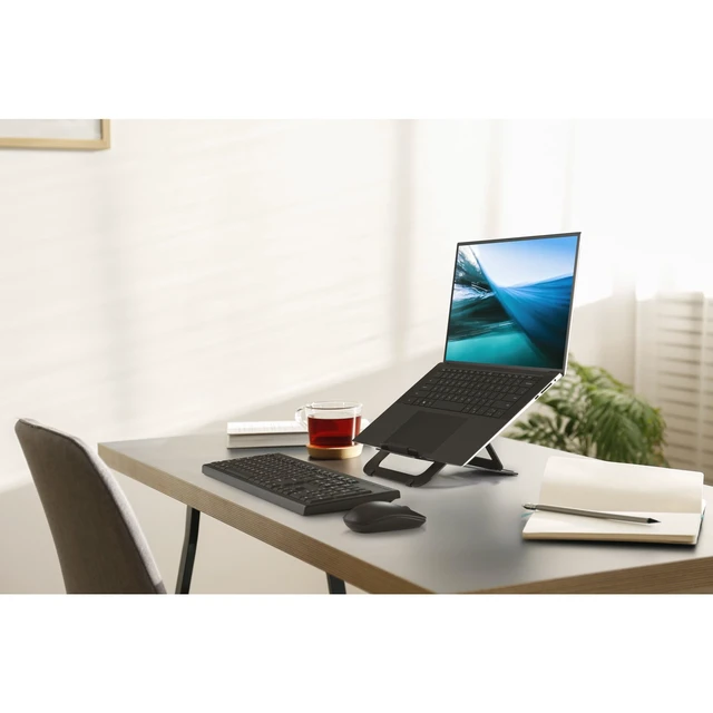 Alt view image 2 of 6 - Kensington Adjustable Aluminum Laptop Stand for Desk, Ultra-Slim Lightweight Foldable Portable Notebook Holder, Anti-Slip Silicone Tablet Mount for 10"-17" Laptops and Tablets, Black K50428WW