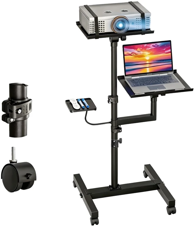 Main image of ORWOD Projector Stand, 2-Shelf Laptop Tripod Stand with Adjustable Height | Max 47" Height Adjustable Laptop Cart on Wheels, Projector Floor Stand with Ventilated Tray for Podium, Meeting