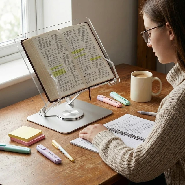 Alt view image 2 of 7 - Adjustable Acrylic Laptop Stand for Desk, Ergonomic Aluminum Laptop Riser, Computer Stand for Laptop, Book Holder, for iPad, Tablets, Compatible with MacBook,Sturdy Foldable Design with Swivel Base.