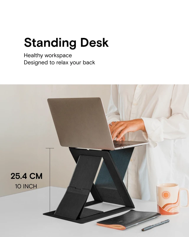 Alt view image 3 of 7 - MOFT Folding Laptop Stand Lap Desk, Portable & Mini Computer Stand Laptop Desk for Travel and Home Office, Ergonomic Design with Adjustable Viewing Angles, Lightweight Computer Cooling Riser, Black
