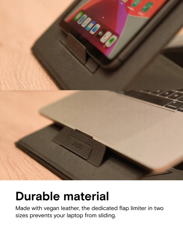 Alt view image 6 of 7 - MOFT Folding Laptop Stand Lap Desk, Portable & Mini Computer Stand Laptop Desk for Travel and Home Office, Ergonomic Design with Adjustable Viewing Angles, Lightweight Computer Cooling Riser, Black