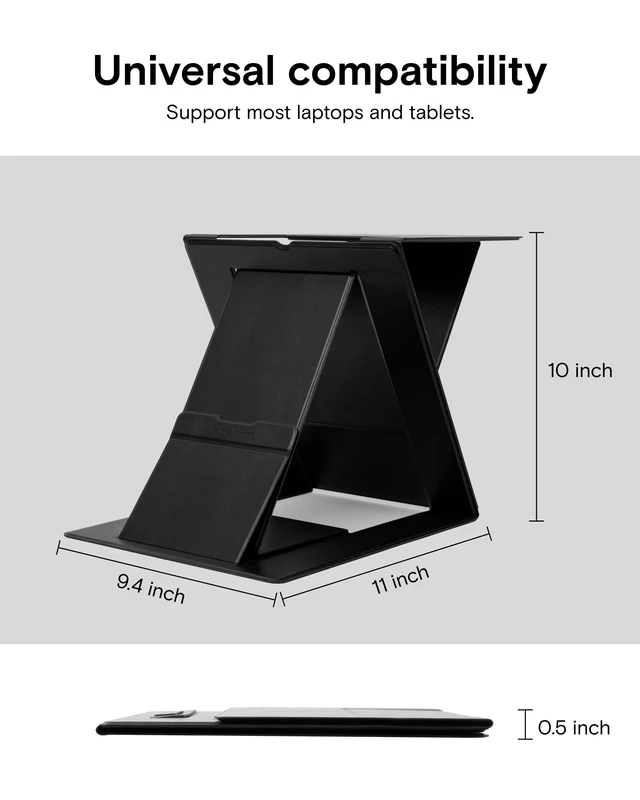 Alt view image 7 of 7 - MOFT Folding Laptop Stand Lap Desk, Portable & Mini Computer Stand Laptop Desk for Travel and Home Office, Ergonomic Design with Adjustable Viewing Angles, Lightweight Computer Cooling Riser, Black