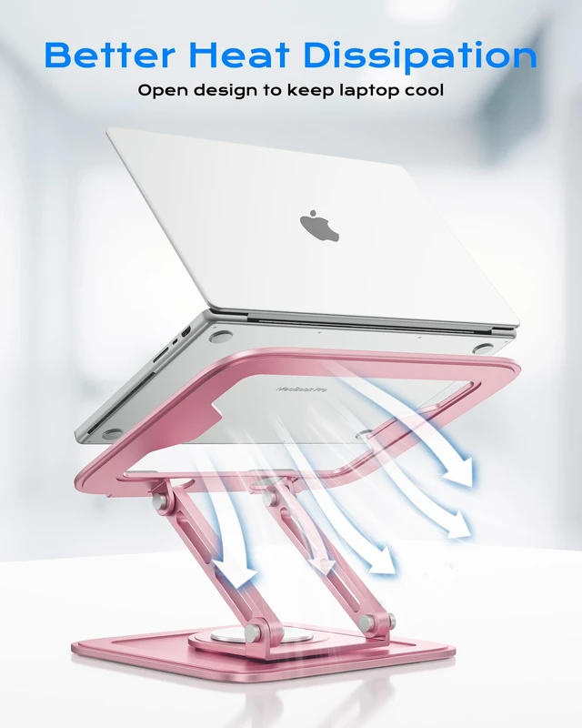 Alt view image 4 of 6 - LOXP Adjustable Laptop Stand, Computer Stand with 360 Rotating Base | Ergonomic Laptop Riser Mount for Desk Foldable Protable Computer Desk Fits with MacBook Pro Air