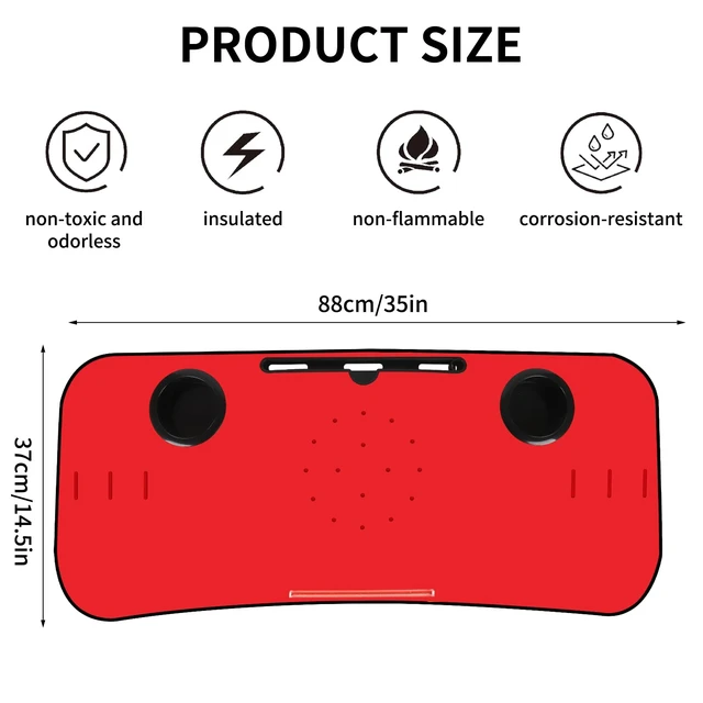 Alt view image 2 of 7 - Universal Treadmill Desk Attachment Laptop Holder, Red | Ergonomic Platform Tray, Cup Tablet Holder, Cooling Holes Provide Good Ventilation, Laptop Stand for Treadmill
