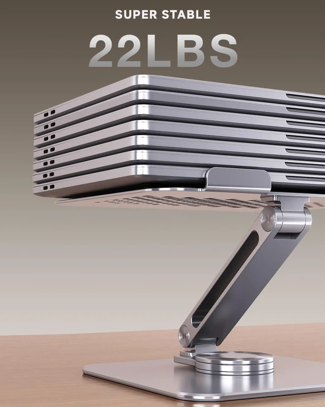 Alt view image 2 of 7 - SENZANS Adjustable Laptop Stand for Desk 360° Rotating Base for 10-17.3'' | Aluminum Laptop Riser, Ergonomic Computer Stand Foldable Protable Fits with MacBook Air Pro, Dell, HP (10"-17.3")