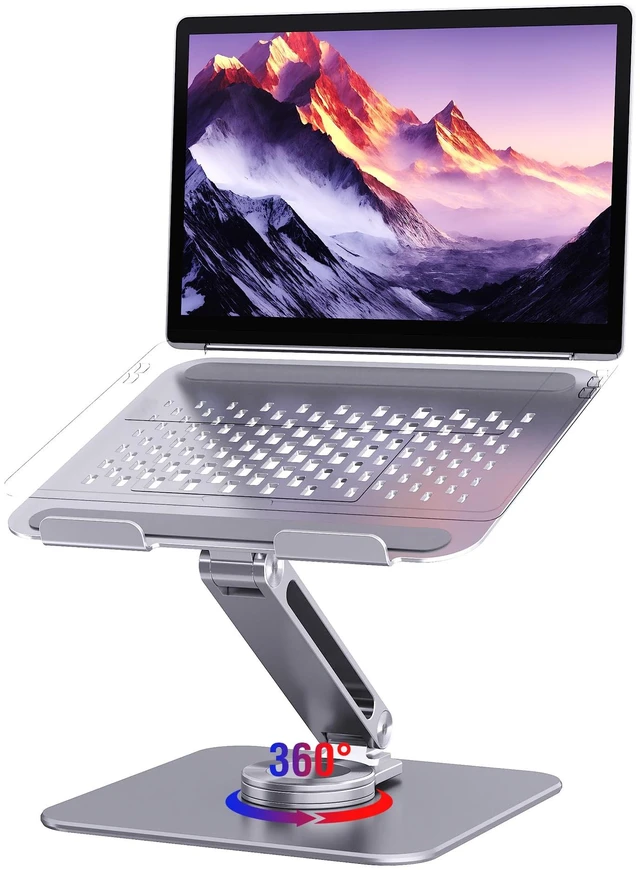 Main image of SENZANS Adjustable Laptop Stand for Desk 360° Rotating Base for 10-17.3'' | Aluminum Laptop Riser, Ergonomic Computer Stand Foldable Protable Fits with MacBook Air Pro, Dell, HP (10"-17.3")