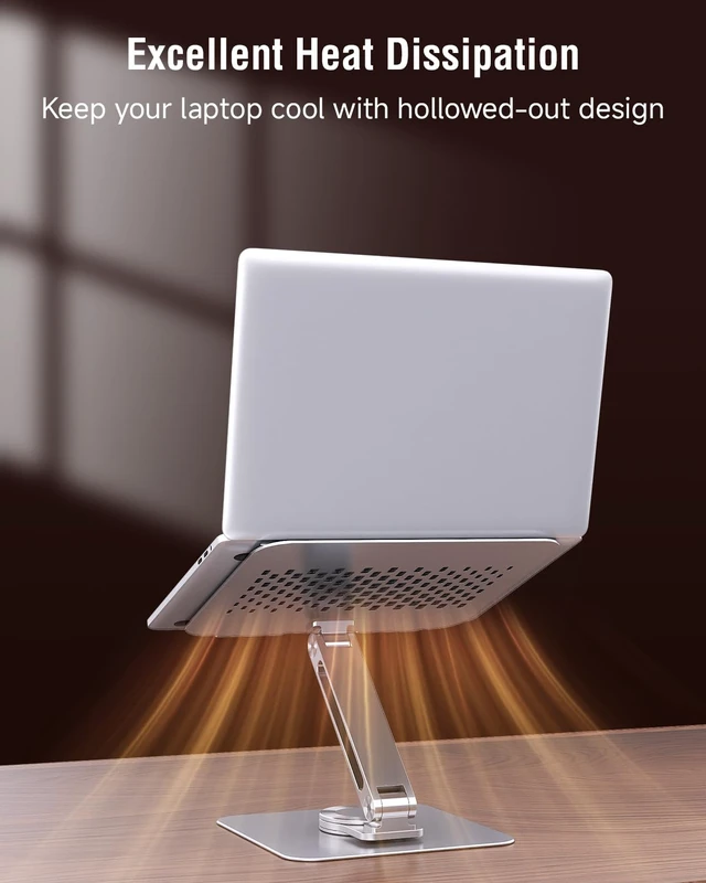 Alt view image 7 of 7 - SENZANS Adjustable Laptop Stand for Desk 360° Rotating Base for 10-17.3'' | Aluminum Laptop Riser, Ergonomic Computer Stand Foldable Protable Fits with MacBook Air Pro, Dell, HP (10"-17.3")