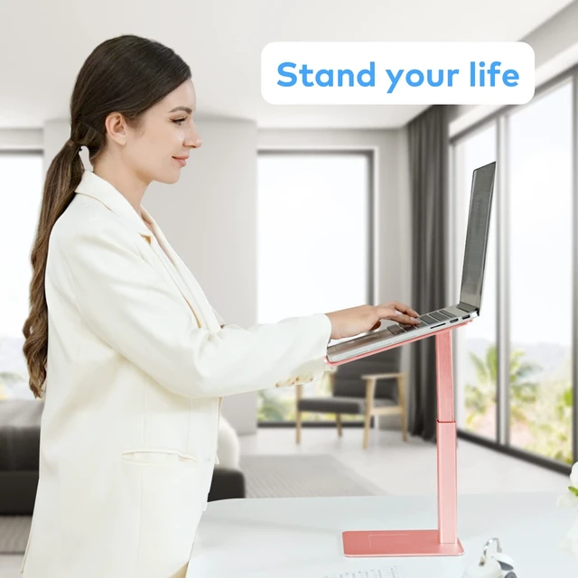 Alt view image 2 of 6 - VECOFO Laptop Stand for Desk, Ergonomic Aluminum Laptop Stand Adjustable Height from 7-15", Sitting and Standing Laptop Riser for 10-17" Notebook