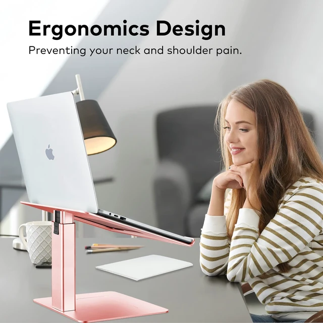 Alt view image 4 of 6 - VECOFO Laptop Stand for Desk, Ergonomic Aluminum Laptop Stand Adjustable Height from 7-15", Sitting and Standing Laptop Riser for 10-17" Notebook