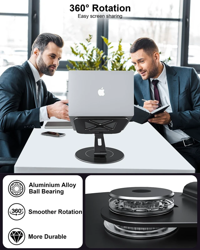 Alt view image 2 of 6 - LOXP Ultra-Stable Laptop Stand for Desk with Larger Base | Military-Grade Aluminum Anti-Loosening Structure - Height Adjustable Laptop Stand Suitable for 10-17.3 inch