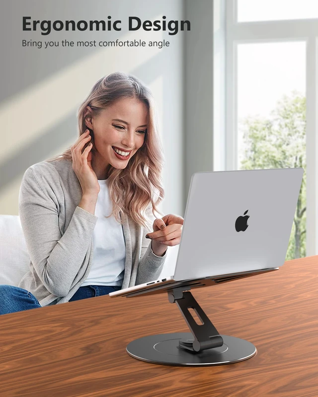Alt view image 4 of 6 - LOXP Ultra-Stable Laptop Stand for Desk with Larger Base | Military-Grade Aluminum Anti-Loosening Structure - Height Adjustable Laptop Stand Suitable for 10-17.3 inch