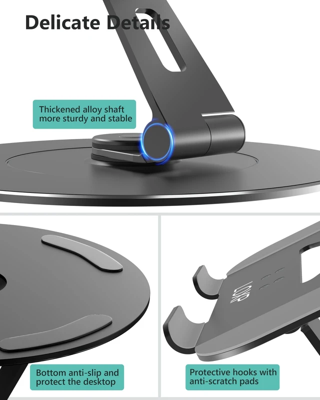 Alt view image 6 of 6 - LOXP Ultra-Stable Laptop Stand for Desk with Larger Base | Military-Grade Aluminum Anti-Loosening Structure - Height Adjustable Laptop Stand Suitable for 10-17.3 inch