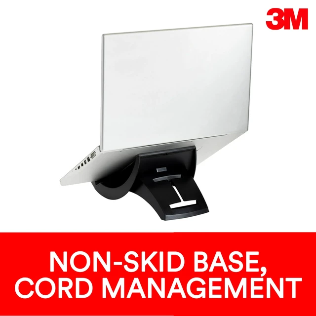 Alt view image 4 of 7 - 3M Vertical Notebook Computer Riser With Cable Management, 9" X 12" X 6.5" To 9.5", Black/charcoal Gray, Supports 20 Lbs