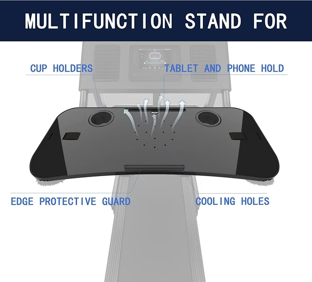 Alt view image 4 of 7 - Qsxou Treadmill Desk Attachment 36 Inches Tread Tray Workstation, Laptop Stand Holder for Notebooks, Tablets, Phone,Cup,Ergonomic Platform with Cooling Holes & Edge Protector