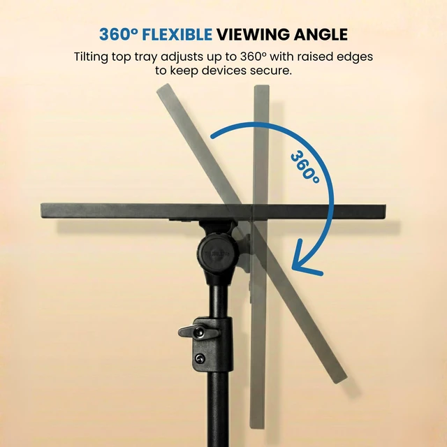 Alt view image 4 of 7 - Steadus - Projector Stand Tripod - 28.7 -54.3 Inch Adjustable Laptop Tripod Stand with Wheels - Dual Tray Portable Laptop Stand with Phone Holder for Office, Home, Stage, DJ Equipment & Outdoor Movies