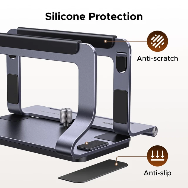 Alt view image 5 of 7 - UGREEN 2-in-1 Laptop Stand for Desk, Horizental & Virtical Laptop Holder | Durable Aluminum Stand for Stability with Silicone Protection, Fits 13-16.2 inch Laptops and Tablets, Grey