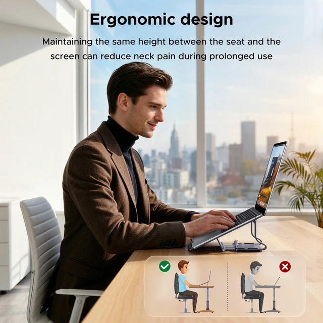 Alt view image 4 of 7 - UGREEN 2-in-1 Laptop Stand for Desk, Horizental & Virtical Laptop Holder | Durable Aluminum Stand for Stability with Silicone Protection, Fits 13-16.2 inch Laptops and Tablets, Grey