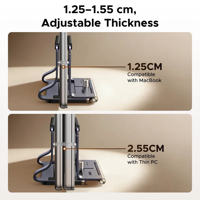 Alt view image 6 of 7 - UGREEN 2-in-1 Laptop Stand for Desk, Horizental & Virtical Laptop Holder | Durable Aluminum Stand for Stability with Silicone Protection, Fits 13-16.2 inch Laptops and Tablets, Grey