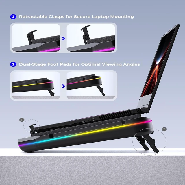 Alt view image 4 of 7 - Cooling Pad for Lenovo Legion 9i 7i 5i 5 7a 5a Pro 9i 7i 5i 5 7a 5a | 7i 5i 9i 5a Gaming Laptop,It is Undisputed King of Heat Dissipation,Notebook Cooler with Powerful Turbo Fan Can Fast Cooling