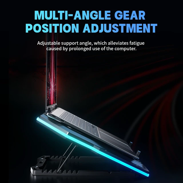 Alt view image 7 of 7 - D13 Gaming Laptop Cooling Pad, RGB Laptop Cooler for 13-17.8" Laptops | Semiconductor Cooling & 6 Fans, 8 Adjustable Height, Digital Display, USB-A, 360° Cooling Coverage, Low Noise, Anti-Slip