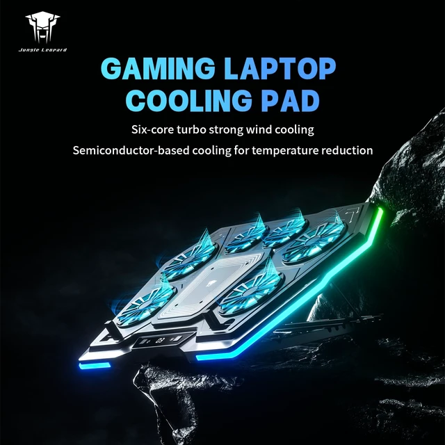 Alt view image 4 of 7 - D13 Gaming Laptop Cooling Pad, RGB Laptop Cooler for 13-17.8" Laptops | Semiconductor Cooling & 6 Fans, 8 Adjustable Height, Digital Display, USB-A, 360° Cooling Coverage, Low Noise, Anti-Slip