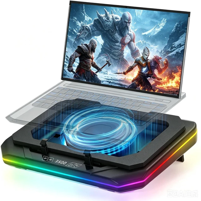 Main image of Cooling Pad for Asus ROG M16 M15 Zephyrus Strix G16 G17 G14 G15 S S17 | 14-17 inch Gaming Laptop, Notebook Cooler with Powerful Turbo Fan Can Fast Cooling CPU+GPU 40°C, 6 RGB Light Mode,Touch Start