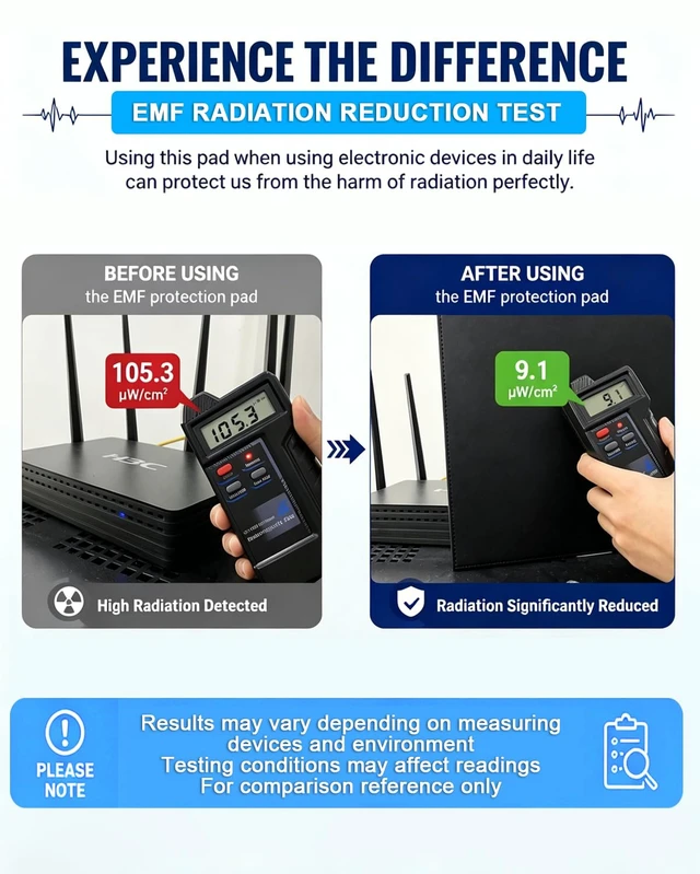 Alt view image 3 of 7 - NEWBEAU EMF Protection Laptop Pad, 4-Layer Radiation Shielding Heat Blocker for Laptop, Tablet & Notebook, 12"x16" Portable Protection from EMF & Radiation