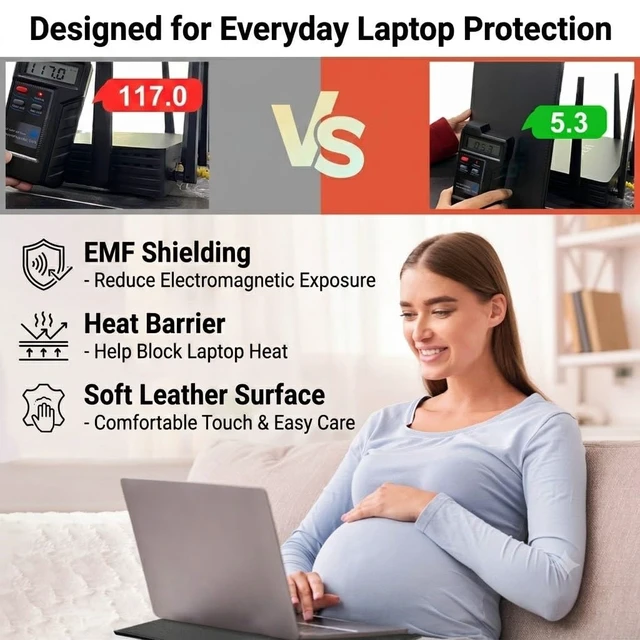 Alt view image 3 of 7 - EMF Radiation Shielding Laptop Pad - 12x16 Inch Heat Blocking Mat, Anti-Radiation & Heat Protection for Laptop, Notebook, Tablet Use on Lap, Office, Travel