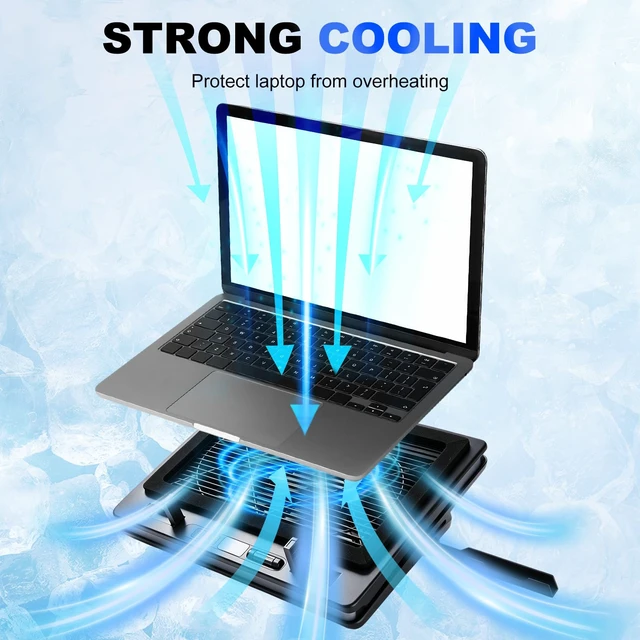 Alt view image 5 of 7 - Gaming Laptop Cooling Pad, RGB Laptop Cooler with Powerful Turbo Fan, Ultra Quiet Laptop Fan Stand with LED Light, 8-Level Height Adjustable, Compatible with 15-17 Inch Gaming Laptops, Black