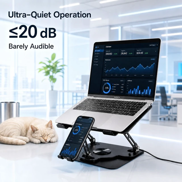 Alt view image 6 of 7 - PAWHITS Laptop Cooling Pad with Detachable Fan & Cooler (USB A-C Port) | 2-in-1 Adjustable Laptop & Phone Stand, Ultra-Quiet, 360° Rotatable Base, Carbon Steel Framework for Laptops Up to 17 Inch