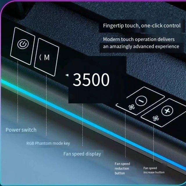 Alt view image 6 of 7 - Cooling Pad for Asus ROG Strix Scar 18 Strix G18 18 inch Gaming Laptop | Cooler It is a Well Deserved Heat Dissipation Monster,with Powerful Turbo Fan Can Fast Cooling, 6 RGB Light Mode, Touch Start
