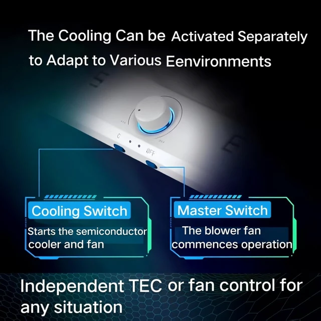 Alt view image 4 of 7 - Laptop Cooling Pad for MacBook Air Pro 14 15 16 17 Inch, Semiconductor Cooler with Integrated Roller Fan, 5 Height Adjustment Ergonomic Design, Low Noise Quiet Operation for Mac Notebook