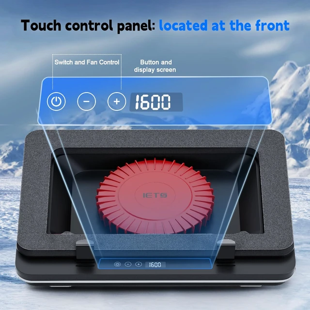 Alt view image 6 of 7 - IETS GT600 Laptop Cooling Pad Equipped Gigantic Turbo-Fan5.5inch Diameter,Sealed Foam for Rapid Cooling Gaming Laptop,14.1-19.3 inch Laptop Cooler with Adjustable Brackets,Dust Filter,Touch Start