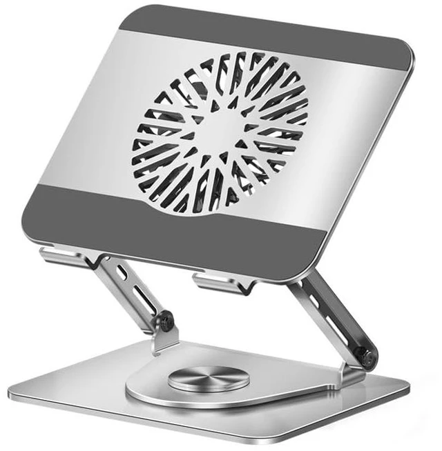 Main image of 360° Rotatable Foldable Laptop Stand with Cooling Fan, Dual Support Height Angle Adjustable Laptop Cooler Fits 10-17.3 Inch Laptops