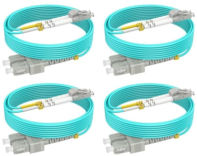 Main image of RamboCables-OM4 SC LC Fiber Patch Cables Multimode MMF, 10ft/3m, 4Pack | MM Fiber Optic Cable Cords Duplex, LSZH, 50/125m, 10G/40G/100G