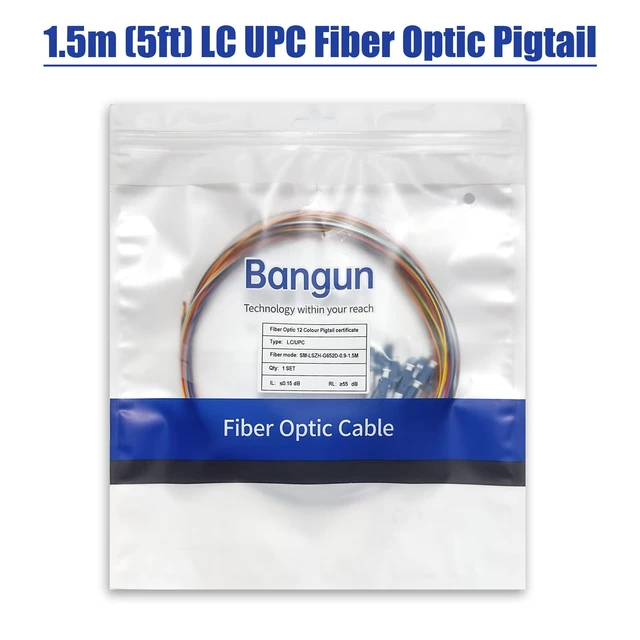 Alt view image 6 of 6 - Bangun (4Pack) 12 Strand Singlemode 9/125 LC-UPC Fiber Pigtail, Fiber Optic Pigtail, 1.5 Meters LC Cable
