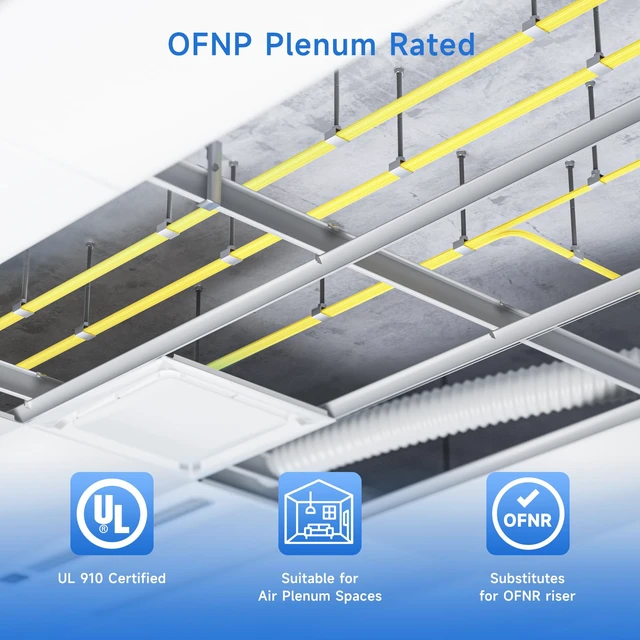 Alt view image 3 of 6 - Cable Matters 5-Pack OS2 LC to LC Plenum Fiber Optic Cable, 6.6ft / 2m | OFNP Plenum Fiber Cable, Single Mode Duplex, 9/125µm