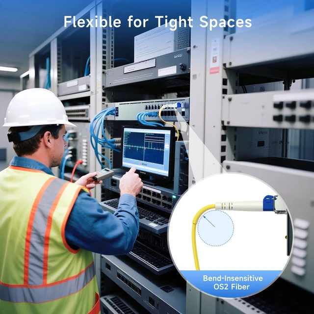 Alt view image 6 of 6 - Cable Matters 5-Pack OS2 LC to LC Plenum Fiber Optic Cable, 6.6ft / 2m | OFNP Plenum Fiber Cable, Single Mode Duplex, 9/125µm