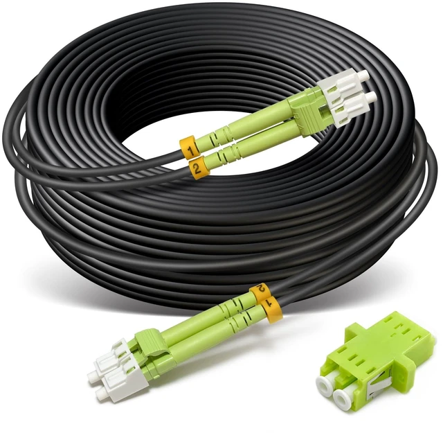 Main image of 30ft/10m OD-5mm Industrial TPU OM5 Fiber Cable LC to LC Outdoor Armored | 2 Fibers 40Gb 100Gb Duplex Multimode Wideband Fiber Optic Patch Cord, 50/125, Direct Bury MMF LC-LC