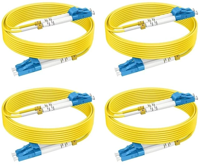 Main image of RamboCables-OS2 Single Mode Fiber LC to LC Patch Cables 50ft/15m, 4Pack | SM Singlemode Fiber Optic Cable Duplex, LSZH, 10G/40G/100G SMF, 9/125m, OD 2.0mm