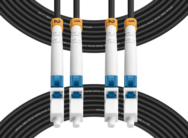 Main image of Fibergaga®Outdoor LC to LC OS2 Fiber Patch Cable Singlemode TPU, 30M(98ft) | OD-5.0mm,Armored Fiber Optic Cable Cord, Singlemode Duplex, 10GB/40GB/100GB, 50/125m, Direct Burial, OS1/OS2 Compatible