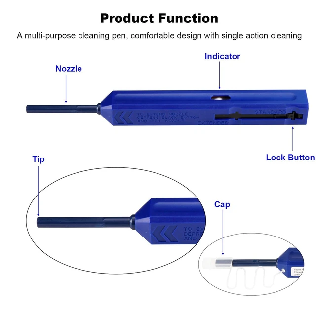 Alt view image 2 of 5 - YIENFBEV Fiber Optic Cleaning Pen, 5 PCS LC/MU 1.25mm Ferrule Connectors Fiber Cleaner, Cleans Over 800 Times