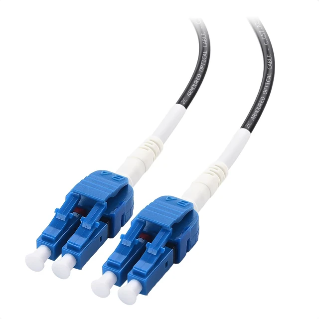Main image of Cable Matters Outdoor Armored OS2 LC to LC Fiber Patch Cable, 150ft / 45.7m | Single Mode Duplex 9/125, LSFRZH, Direct Burial, UV/Fire Retardant Jacket